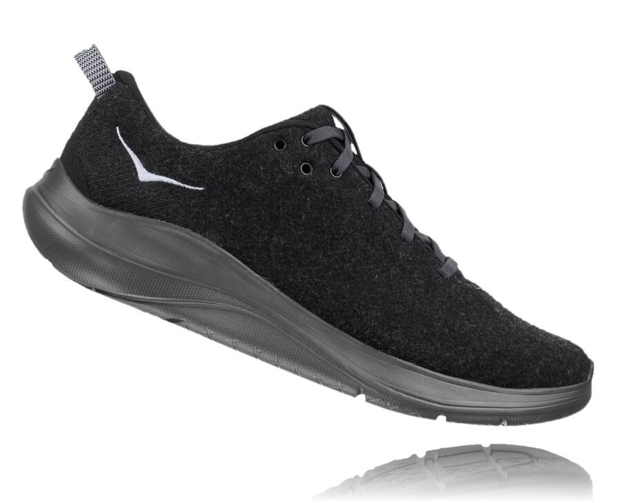 Hoka One One Running Shoes Mens Black - Hupana Flow Wool - 36501CAMN